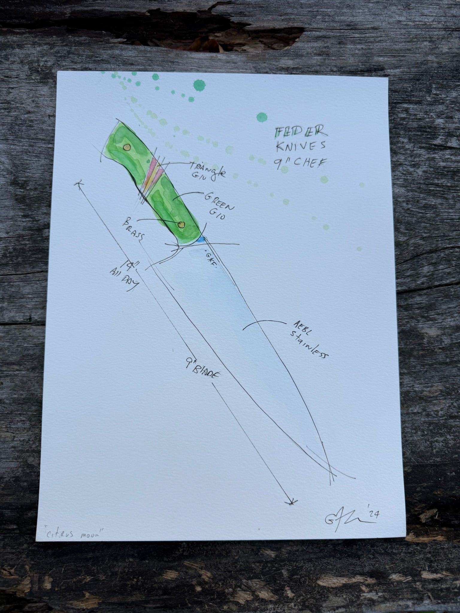 Original Watercolor "Citrus Moon"