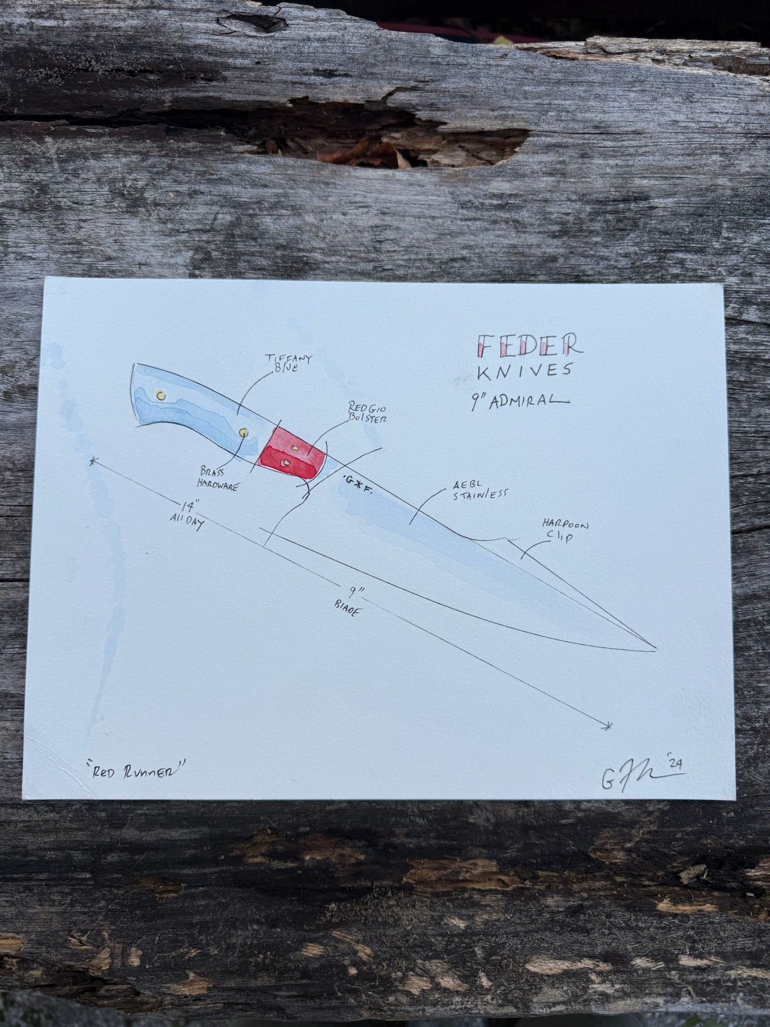 Original Watercolor "Red Runner"