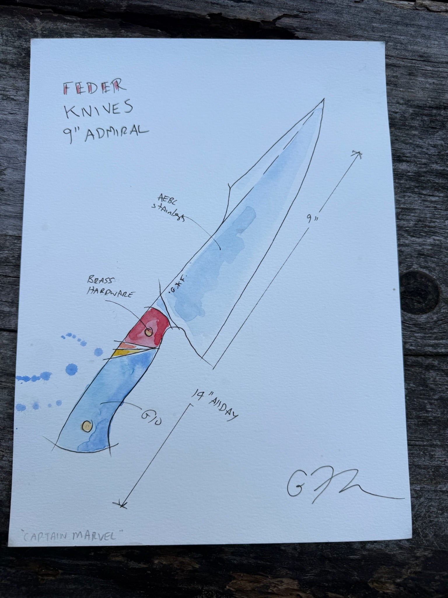 Original Watercolor "Captain Marvel"