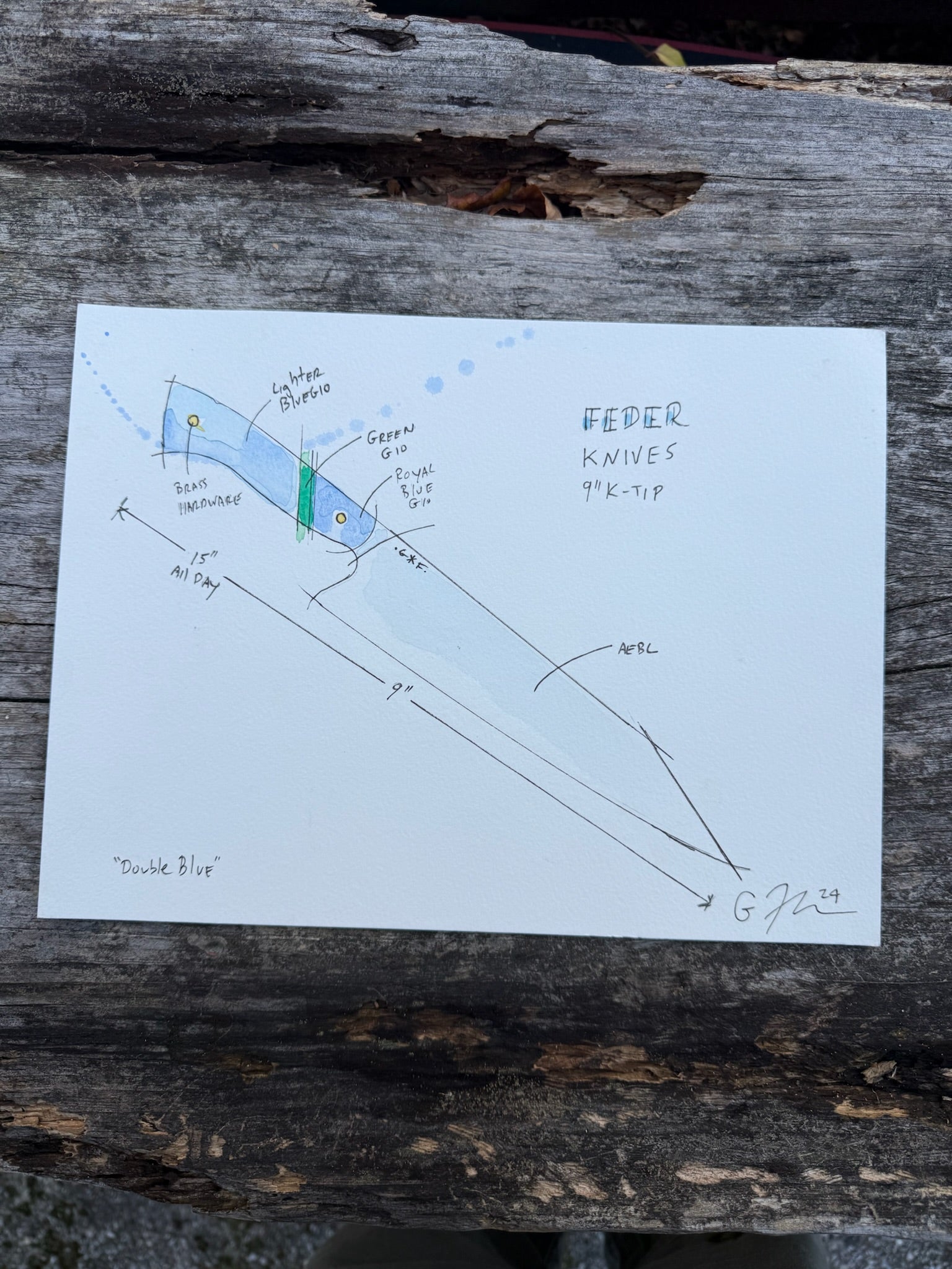 Original Watercolor "Double Blue"